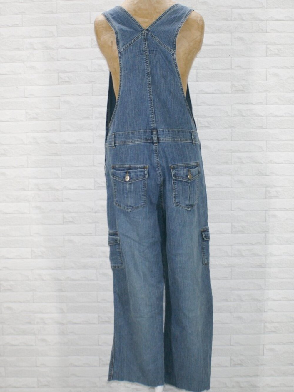 VINTAGE H2H HOT 2 HANDLE Overalls Blue Jean Denim Cargo Pockets Unisex M - Picture 7 of 16
